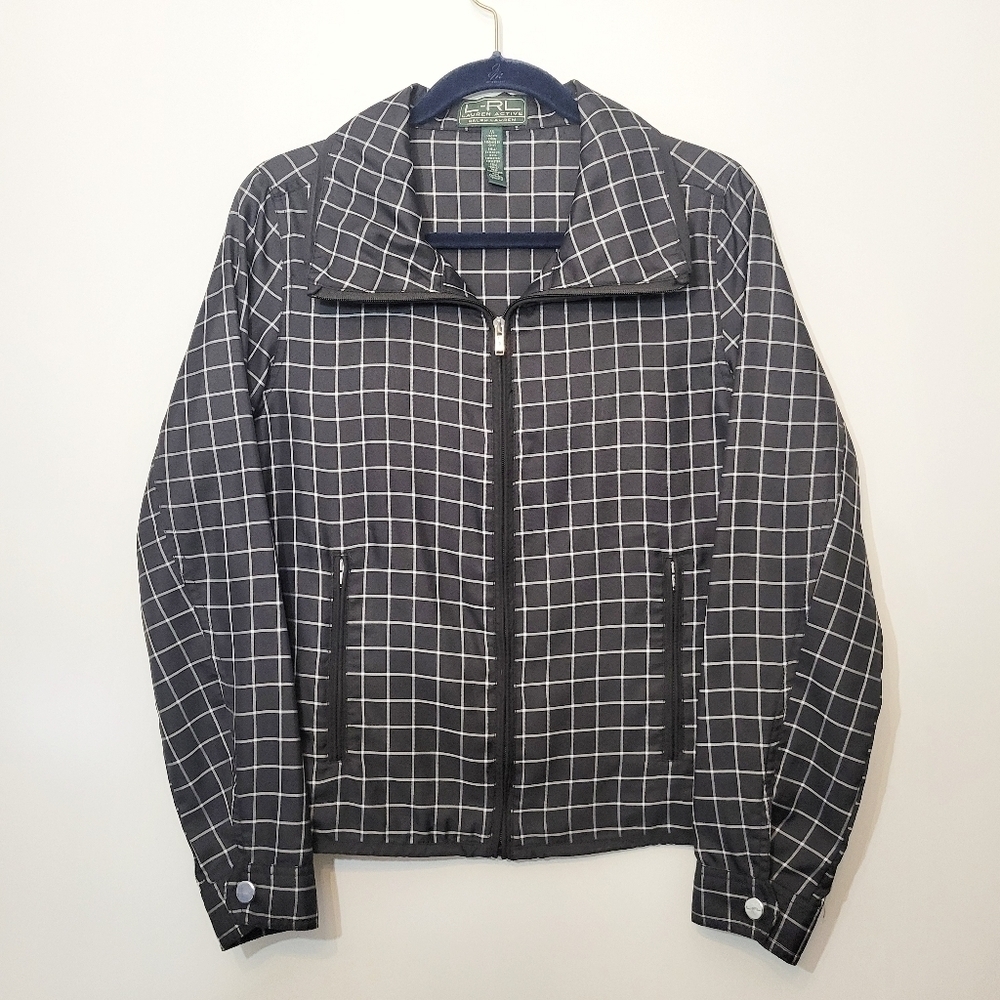 LAUREN Ralph Lauren Active Black and White Plaid Lightweight Jacket Size M